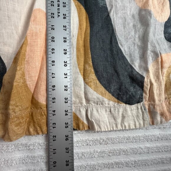 Rachel Zoe Womens Linen Summer Shift Dress Large Peach Grey Abstract Pockets - Picture 9 of 9